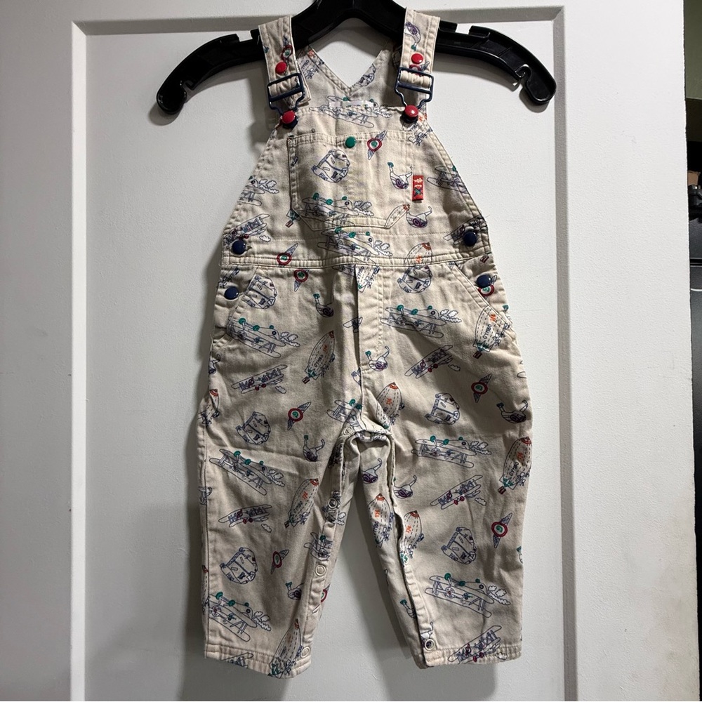 Gymboree Y2K airplane Beige Overalls with x small vintage